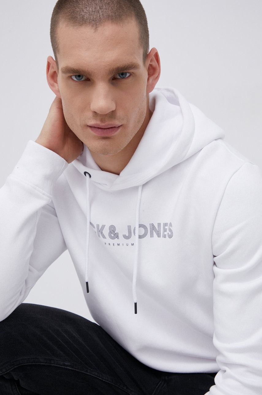 

Суичър Premium by Jack&Jones мъжки в бяло с принт, Бял