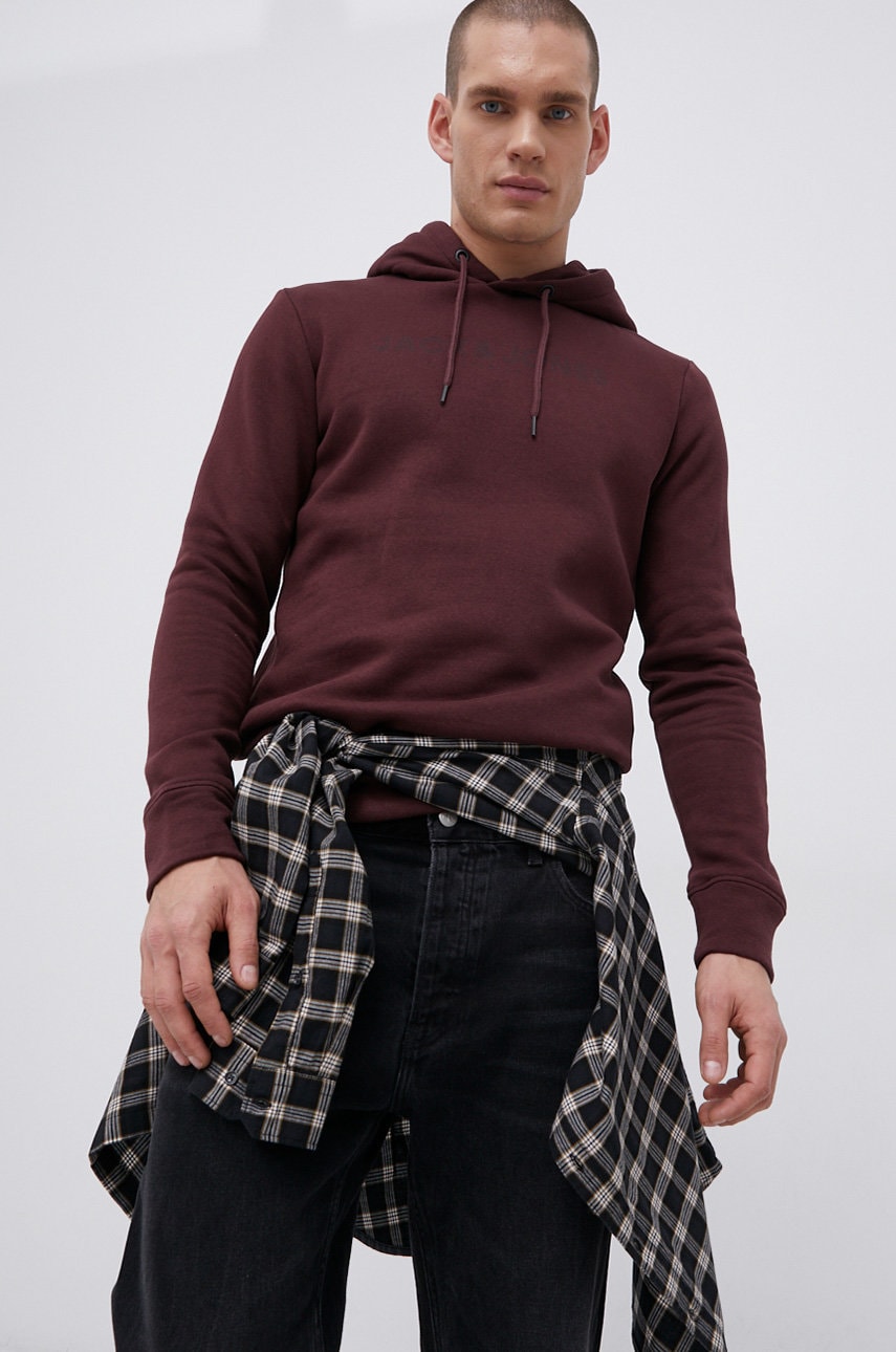 Premium by jack&jones bluză bărbați, culoarea maro, cu imprimeu