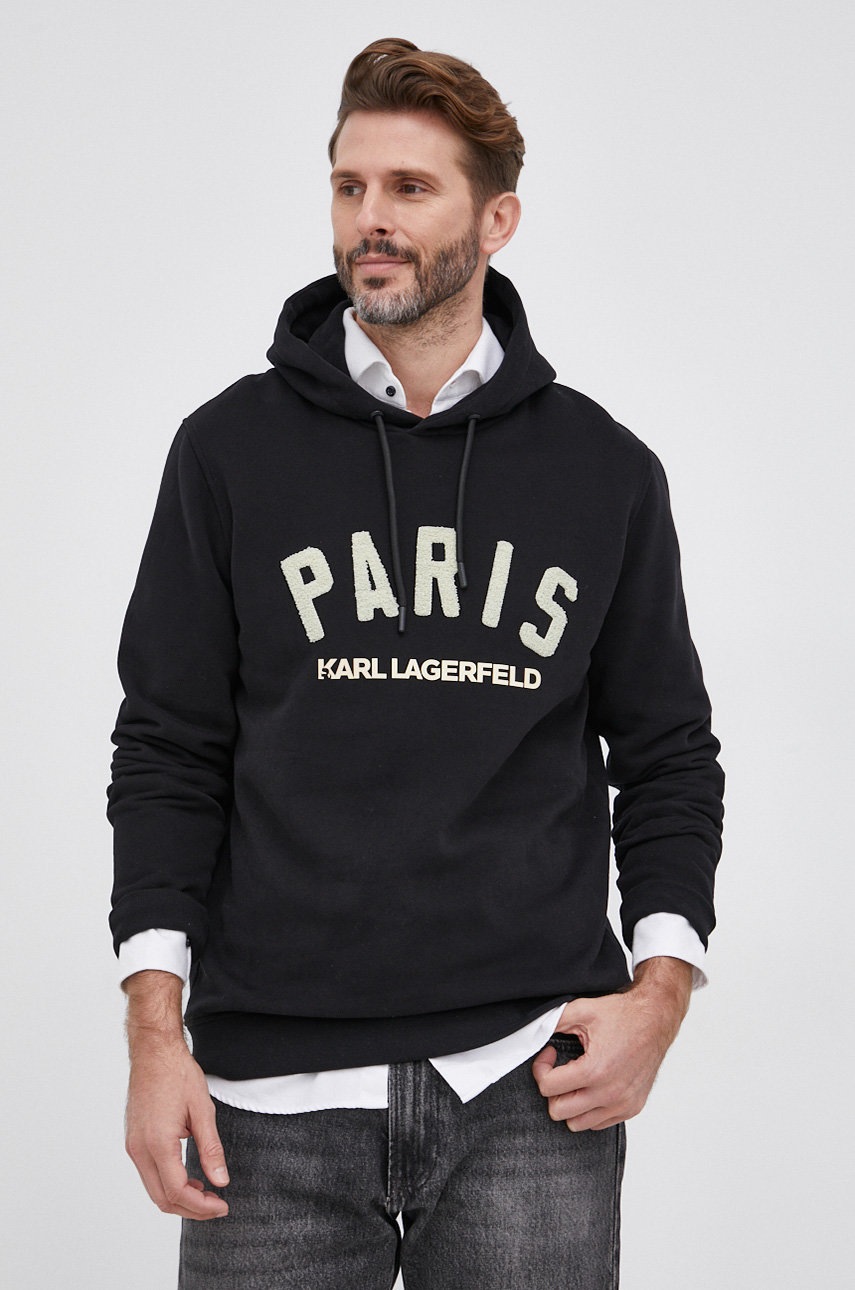 

Суичър Karl Lagerfeld мъжки в черно с апликация, Черен