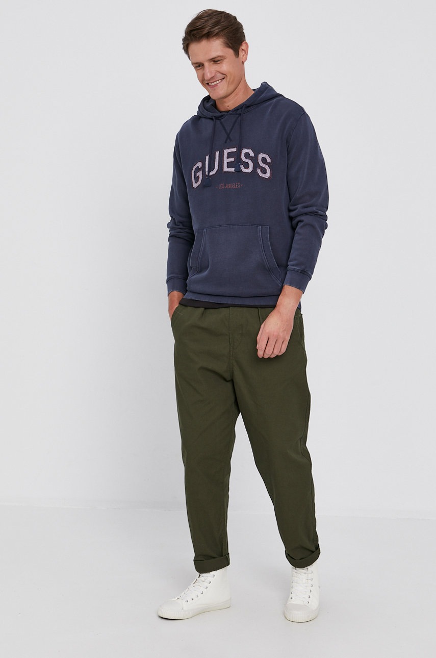

Кофта Guess мужская цвет синий с аппликацией