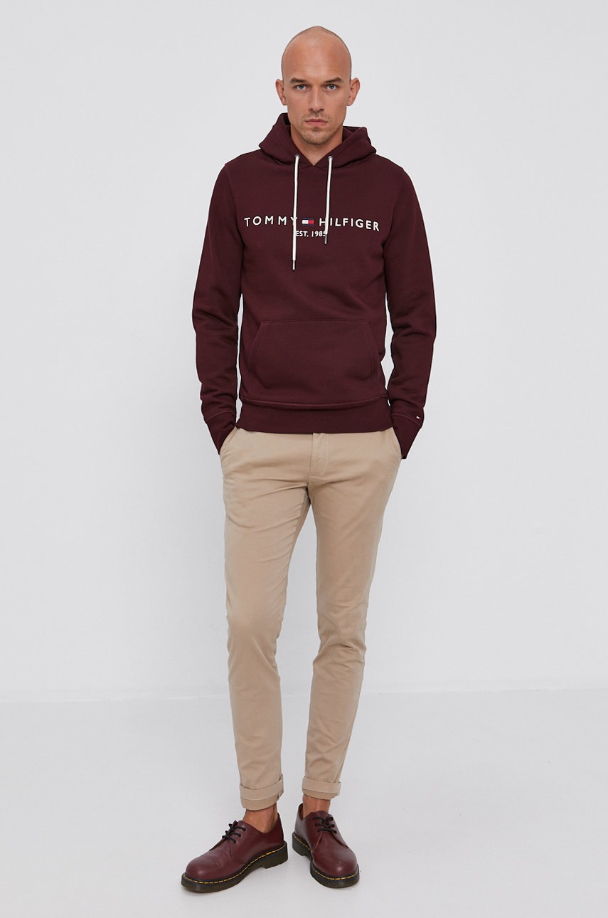 

Кофта Tommy Hilfiger мужская цвет бордовый с аппликацией