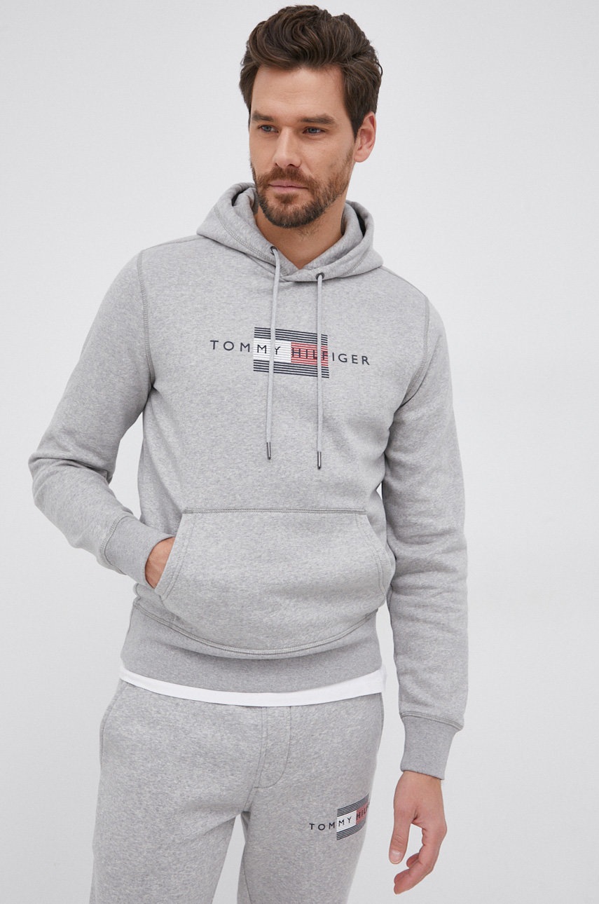 

Суичър Tommy Hilfiger мъжки в сиво с принт, Сив
