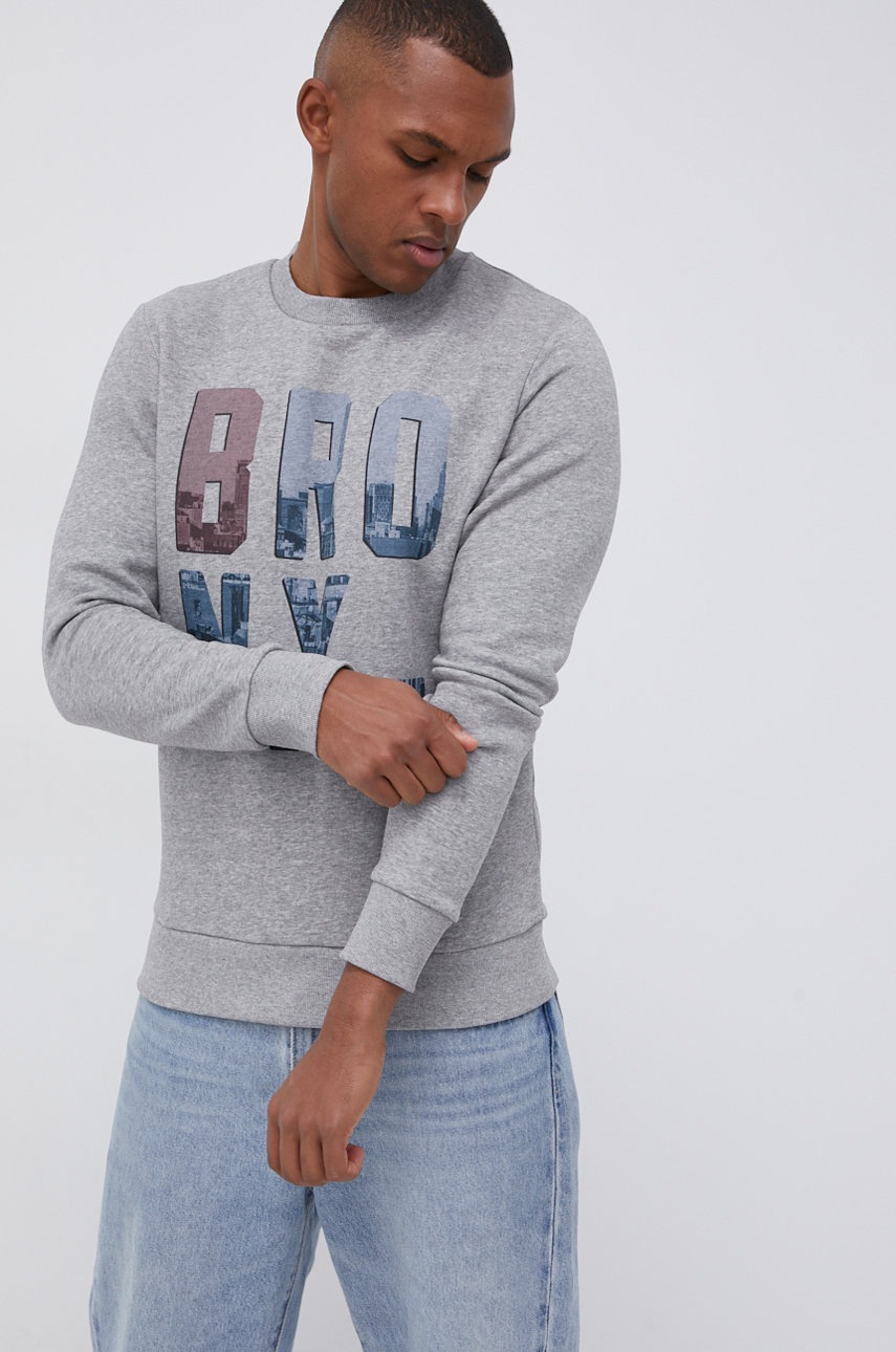 

Суичър Produkt by Jack & Jones мъжки в сиво с принт, Сив