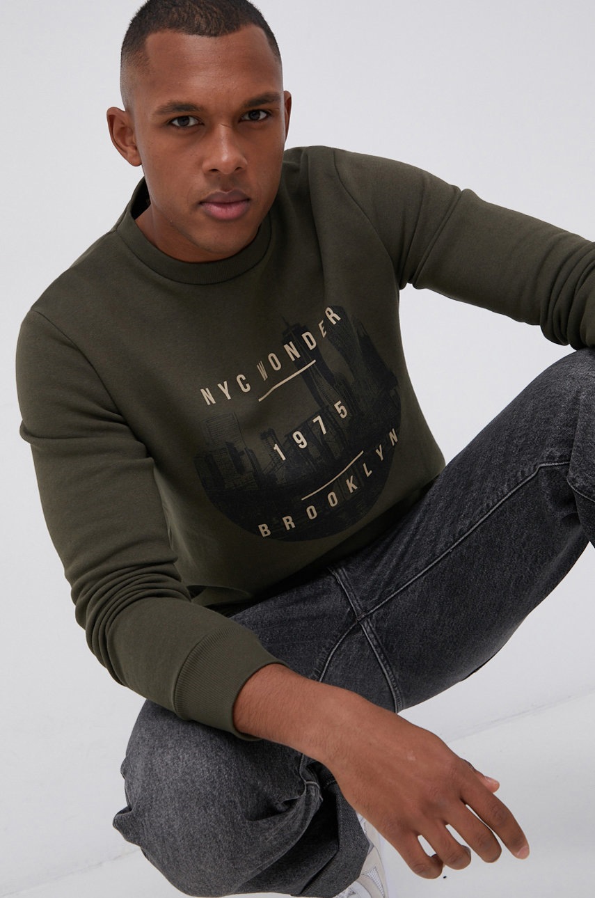 

Суичър Produkt by Jack & Jones мъжки в зелено с принт, Зелен