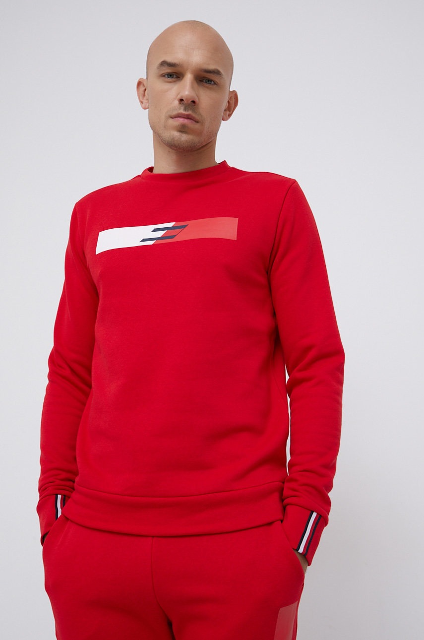 

Суичър Tommy Hilfiger мъжки в червено с принт, Червен