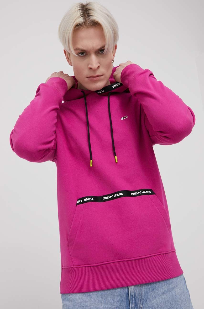 

Суичър Tommy Jeans мъжка в черно с изчистен дизайн, Розов