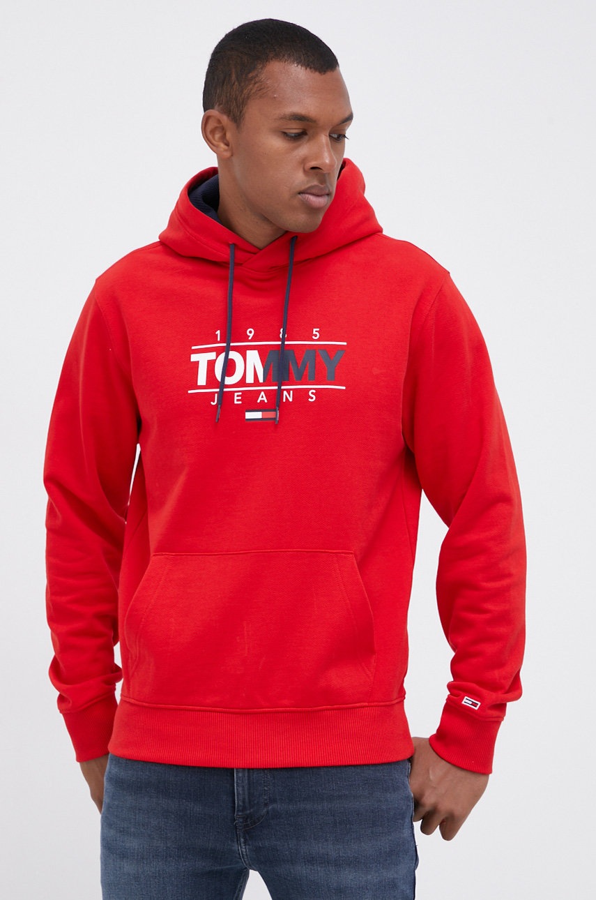 

Хлопковая кофта Tommy Jeans мужская цвет красный с принтом