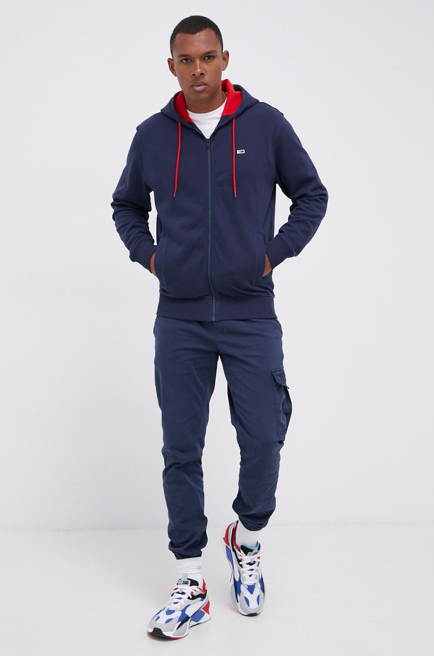 

Хлопковая кофта Tommy Jeans мужская цвет синий гладкая