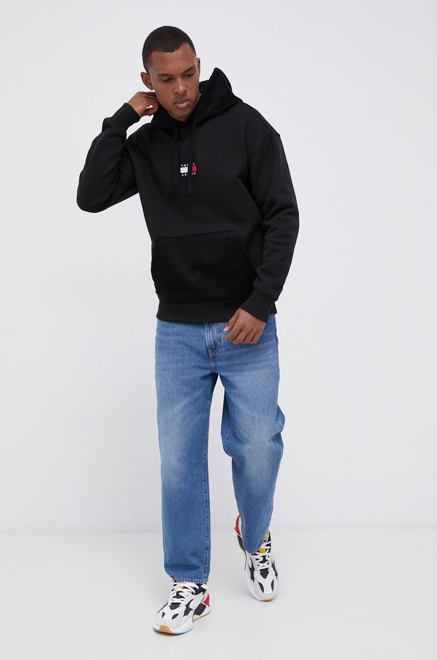 

Бавовняна кофта Tommy Jeans чоловіча колір чорний гладка