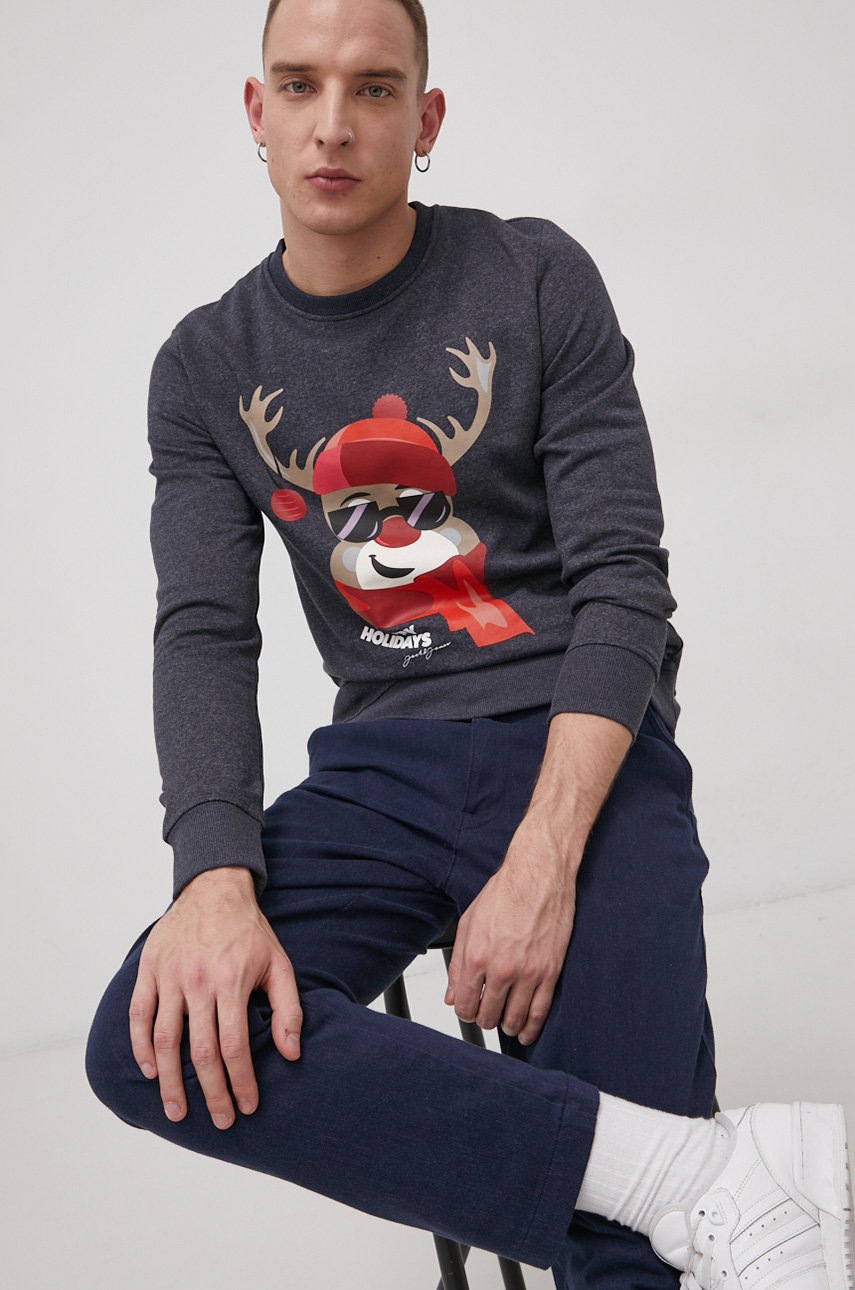 

Кофта Jack & Jones чоловіча колір сірий з принтом