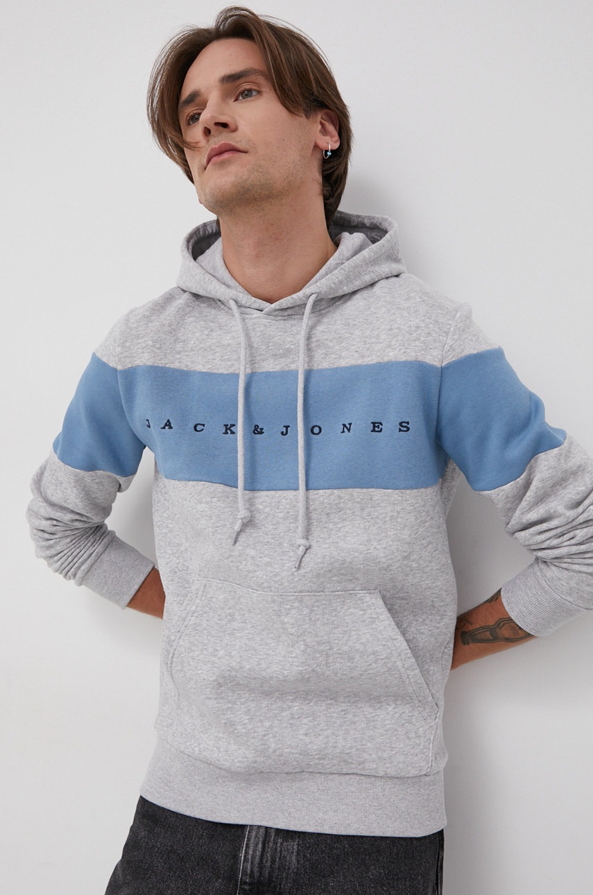 

Суичър Jack & Jones мъжки в сиво с изчистен дизайн, Сив