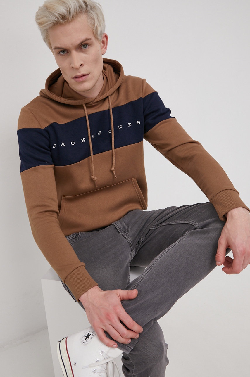 

Суичър Jack & Jones мъжки в кафяво с изчистен дизайн, Кафяв