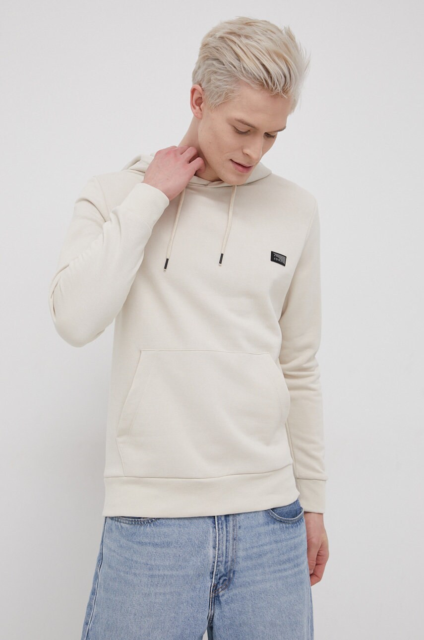 Jack & jones bluză bărbați, culoarea bej, cu imprimeu
