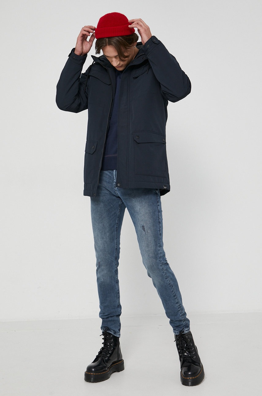 

Хлопковая кофта Premium by Jack&Jones мужская цвет синий гладкая