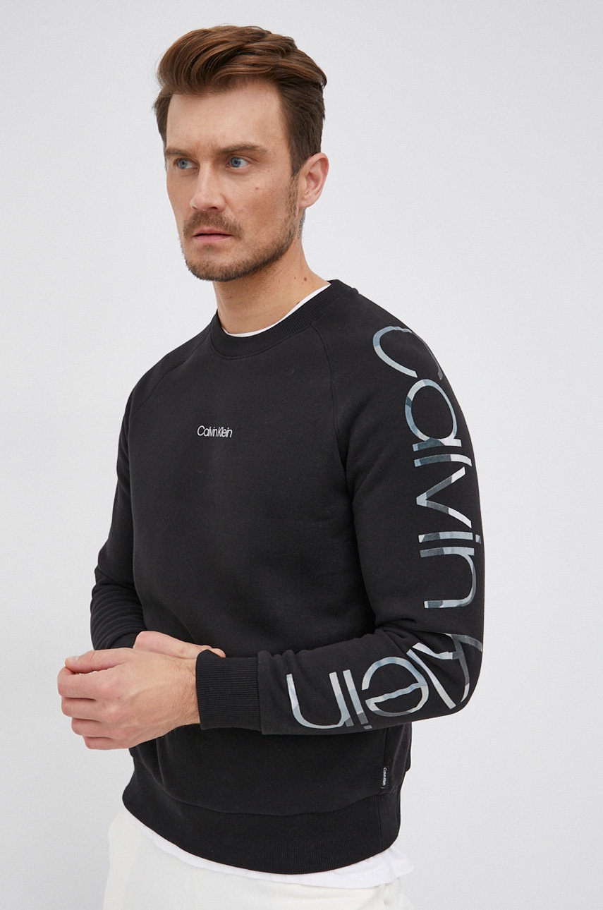 

Суичър Calvin Klein мъжки в черно с принт, Черен