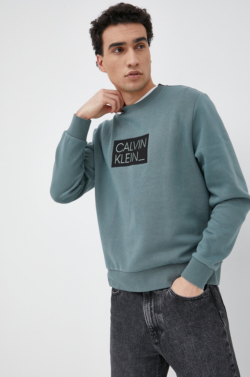 

Суичър Calvin Klein мъжки в зелено с апликация, Зелен