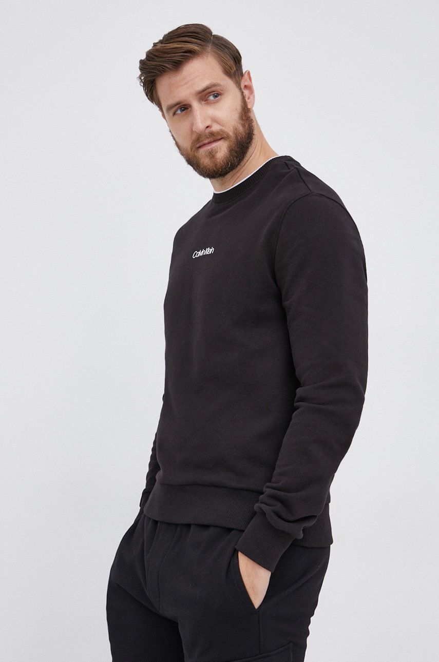 

Памучен суичър Calvin Klein мъжки в черно с принт, Черен