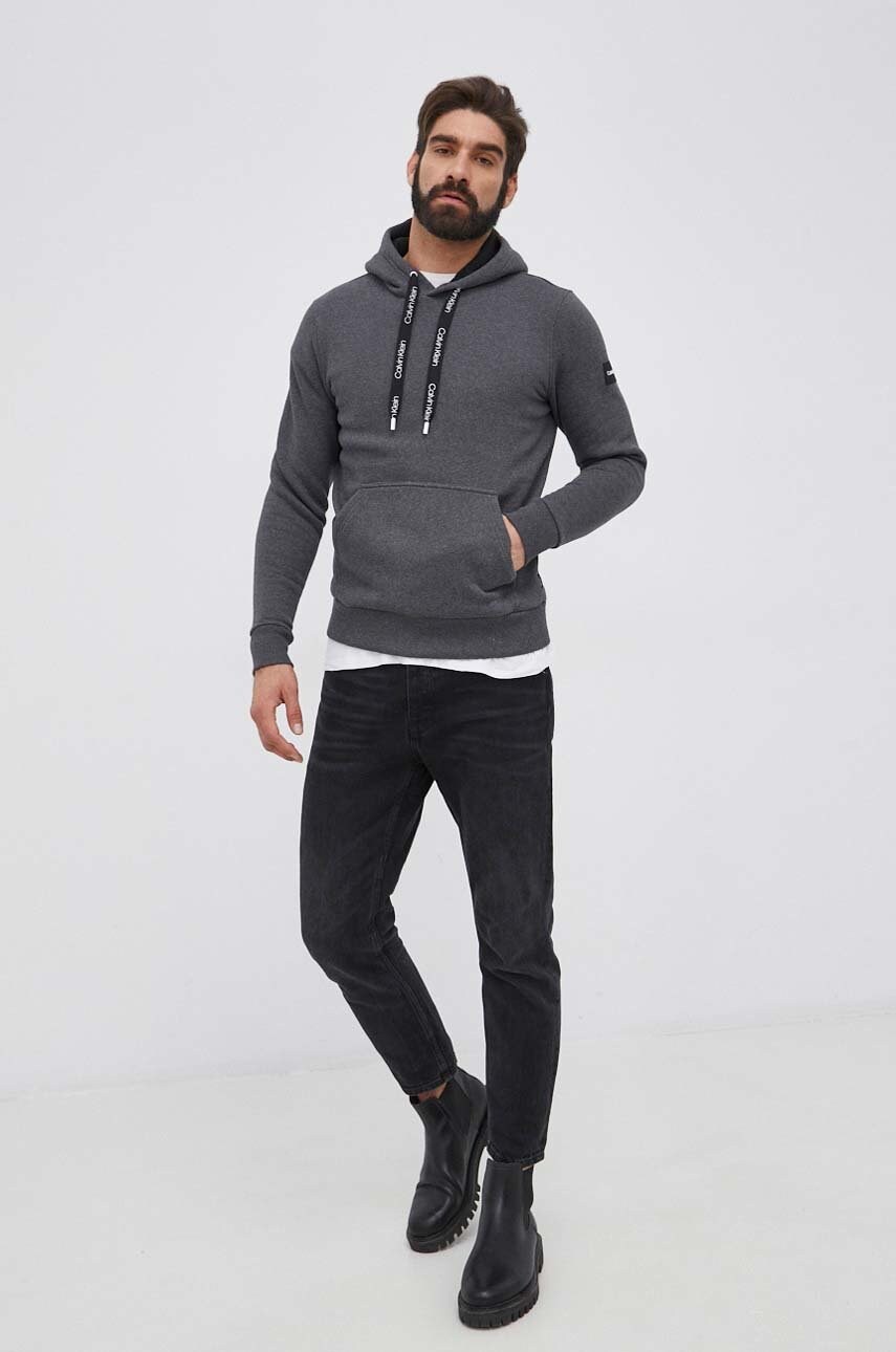 

Кофта Calvin Klein мужская цвет серый гладкая
