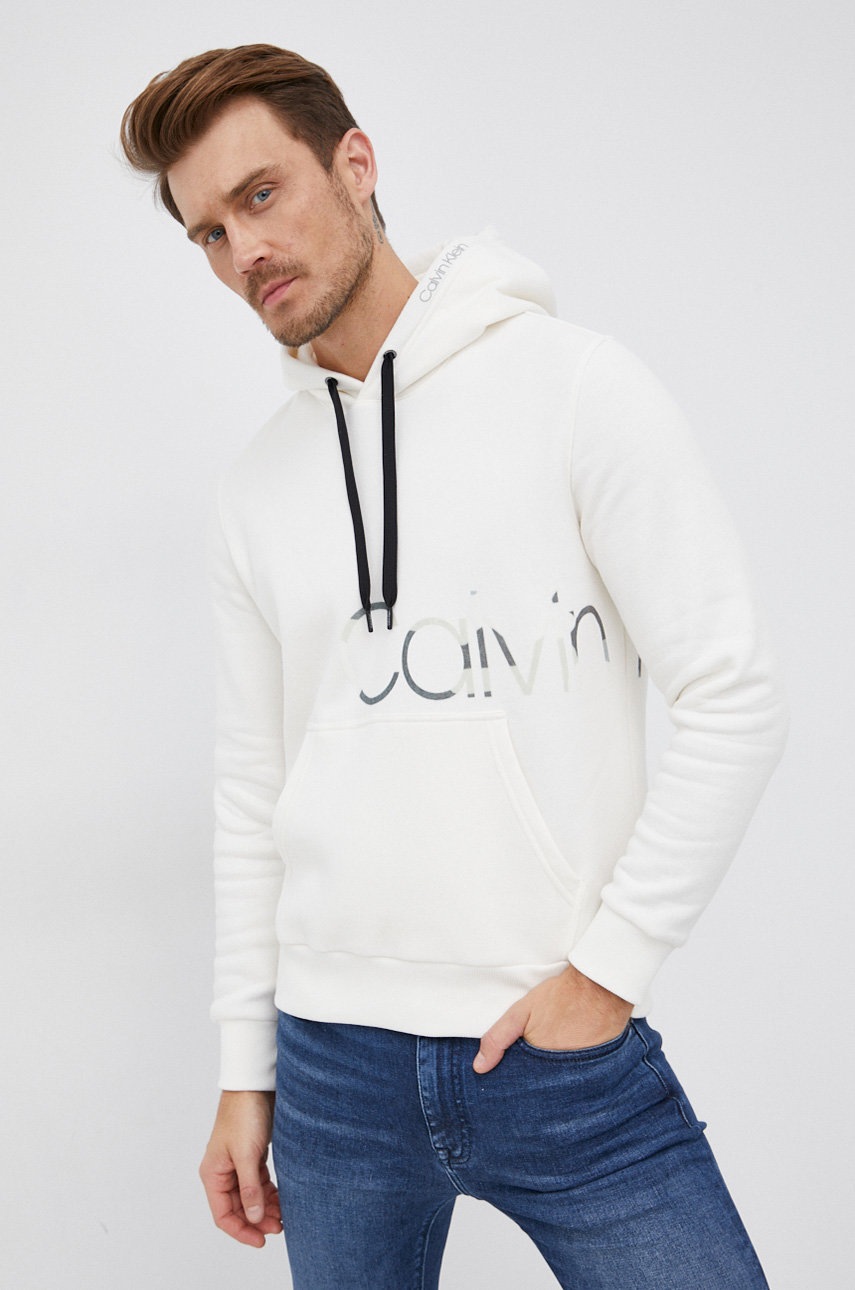 

Суичър Calvin Klein мъжки в бяло с принт, Бял