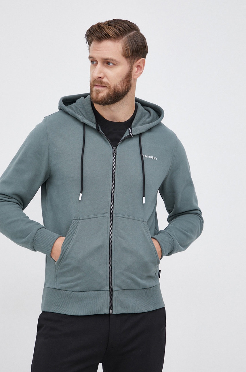 

Памучен суичър Calvin Klein мъжки в зелено с изчистен дизайн, Зелен