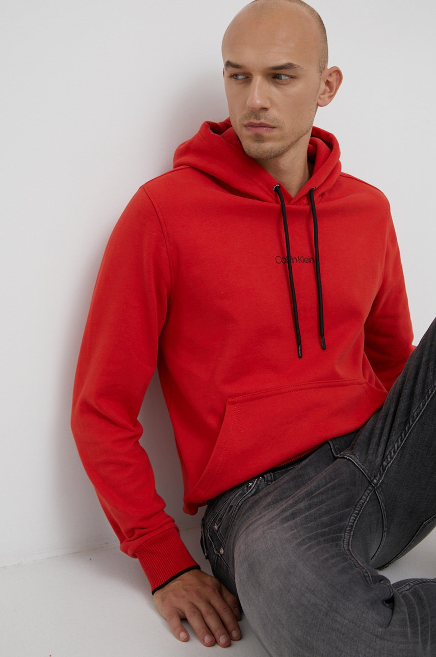 

Памучен суичър Calvin Klein мъжки в червено с принт, Червен