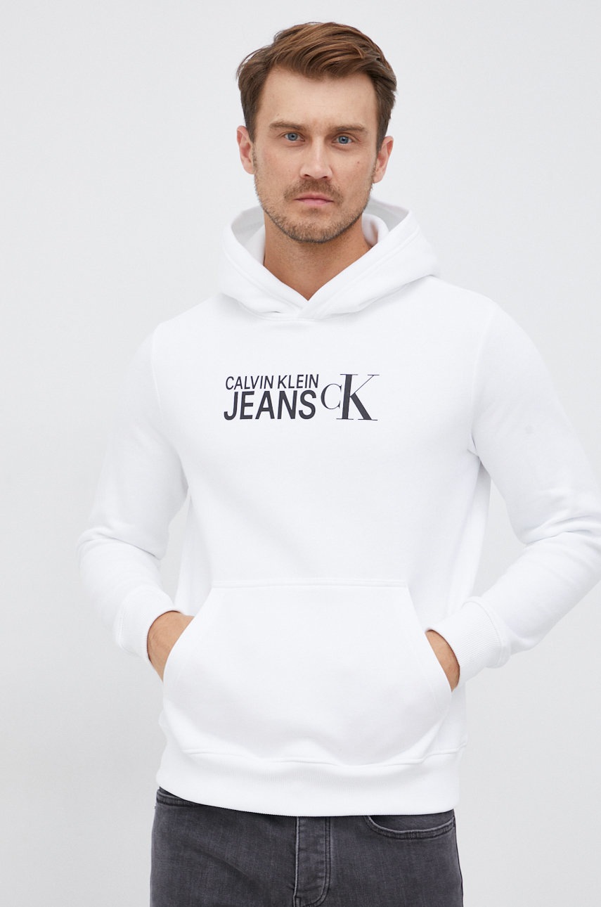 

Суичър Calvin Klein Jeans мъжки в бяло с принт, Бял