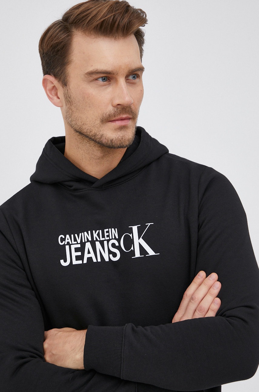 

Суичър Calvin Klein Jeans мъжки в черно с принт, Черен