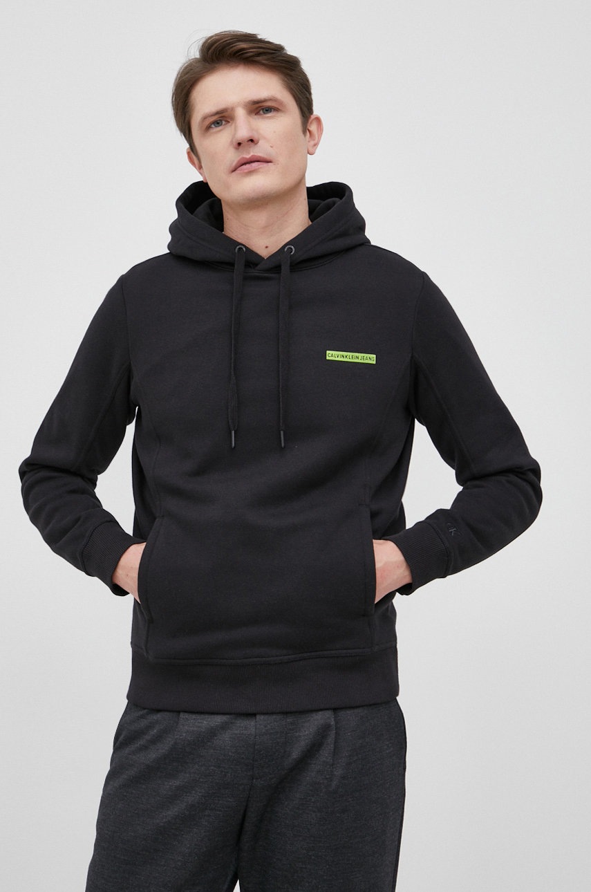 

Суичър Calvin Klein Jeans мъжки в черно с принт, Черен