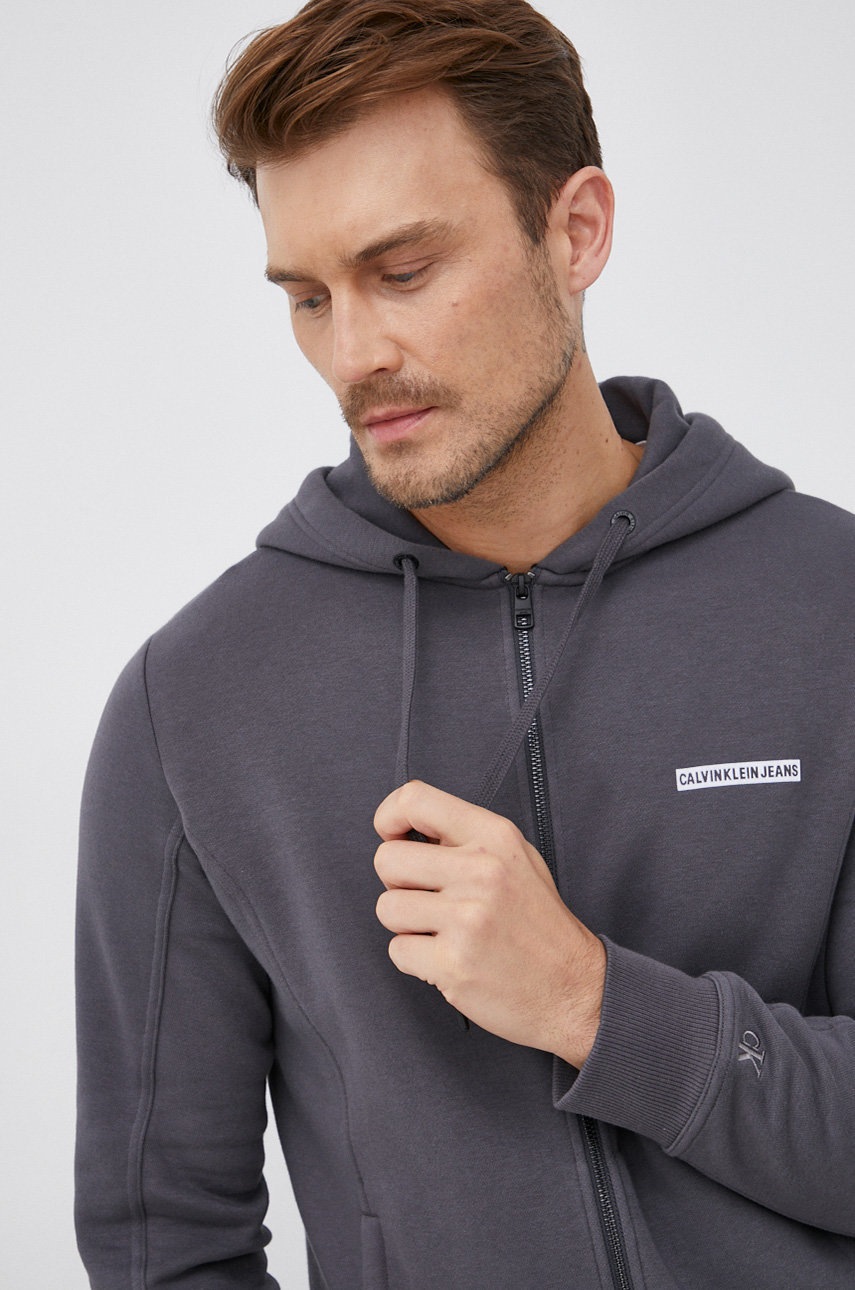 

Суичър Calvin Klein Jeans мъжки в сиво с изчистен дизайн, Сив