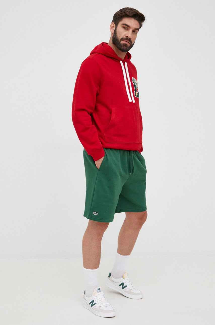 

Бавовняна кофта Lacoste чоловіча колір бордовий з аплікацією