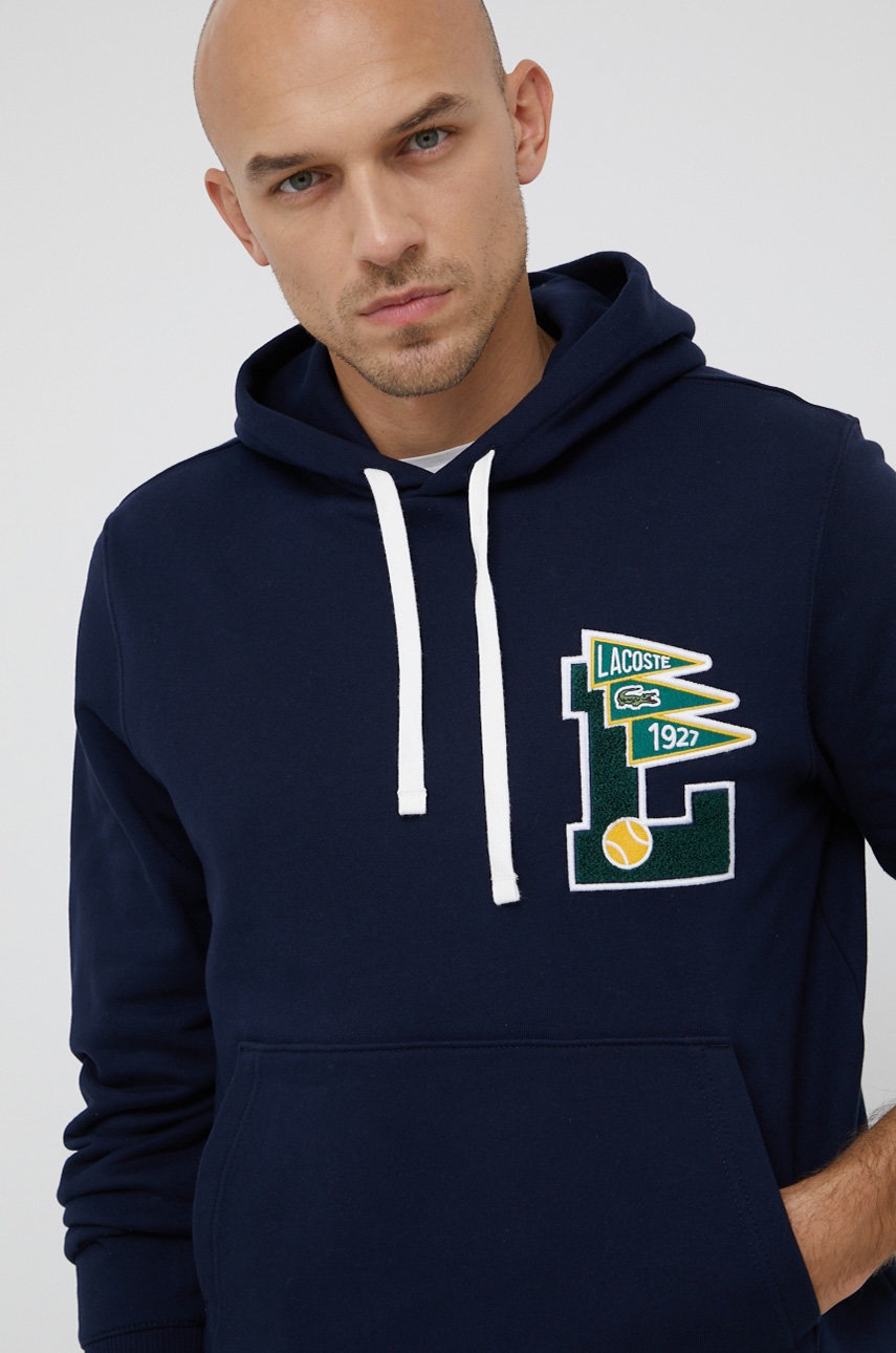 

Памучен суичър Lacoste мъжки в тъмносиньо с апликация, Тъмносин