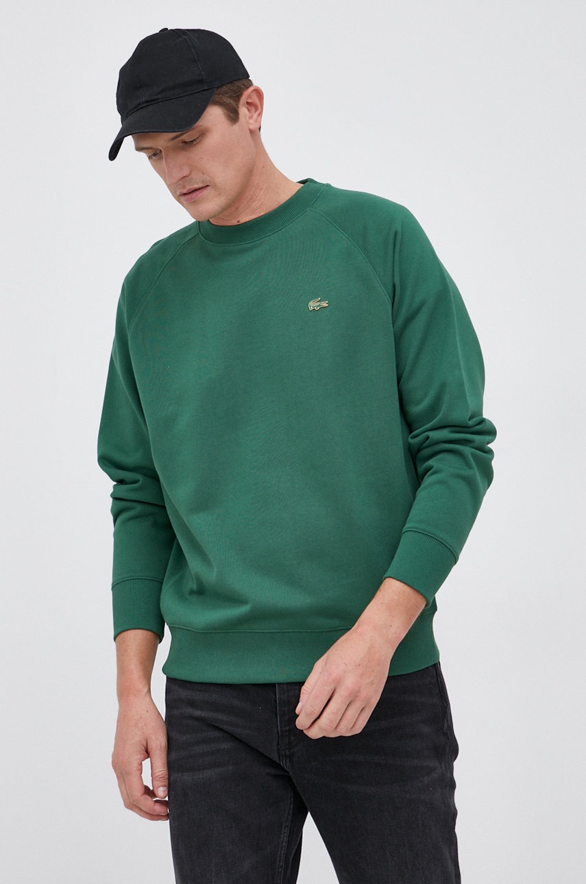 

Памучен суичър Lacoste мъжки в меланж на зелено, Зелен
