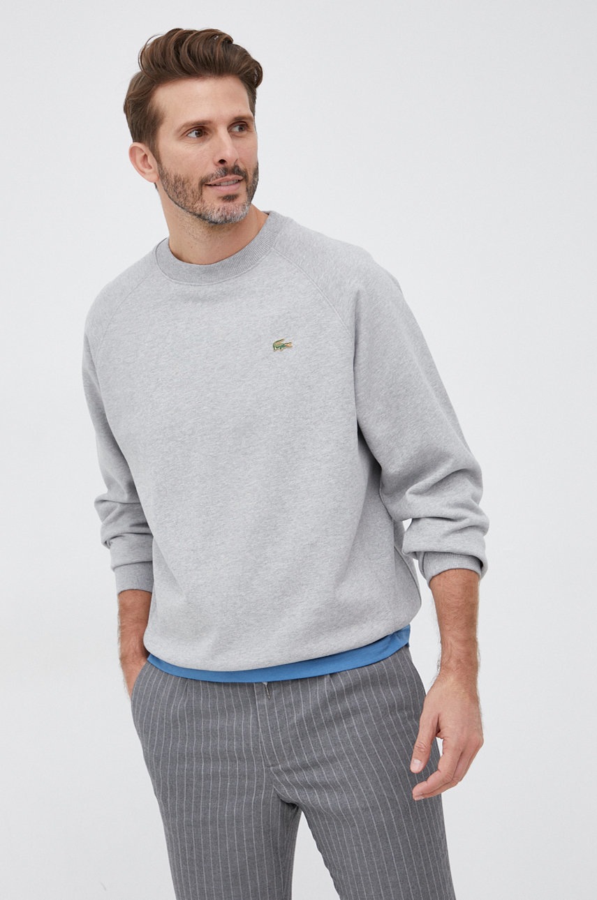 

Памучен суичър Lacoste мъжки в меланж на сиво, Сив