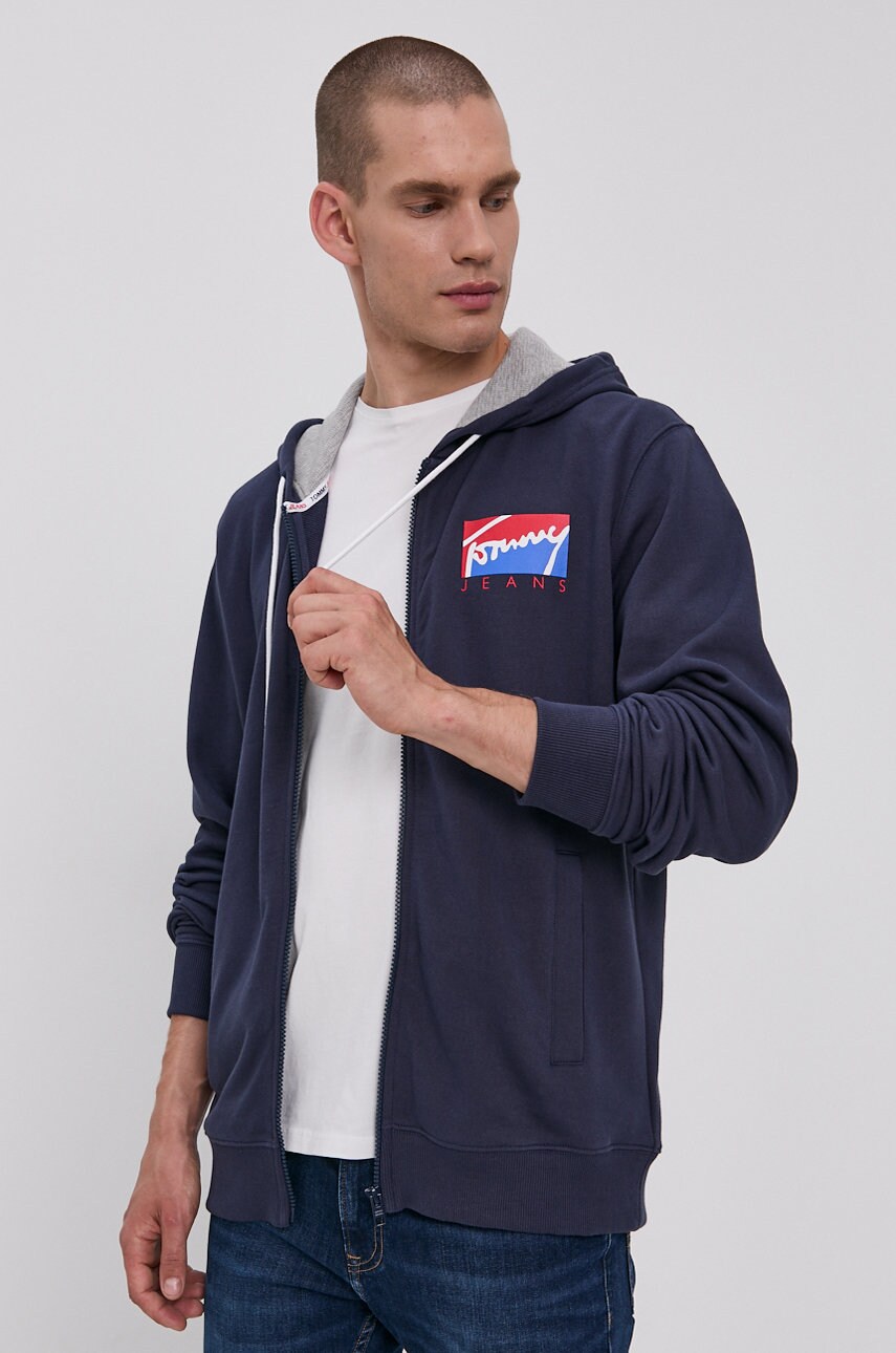

Хлопковая кофта Tommy Jeans мужская цвет синий с принтом