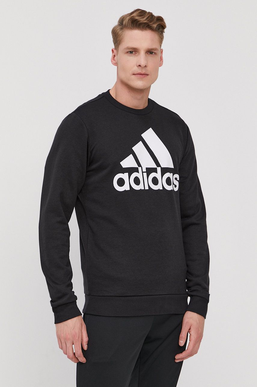 Adidas Bluză GK9076 bărbați, culoarea negru, cu imprimeu