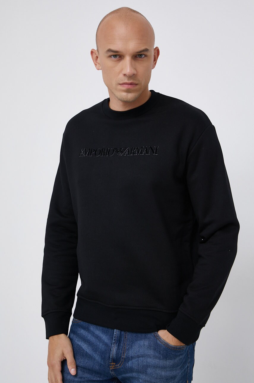 

Суичър Emporio Armani мъжки в черно с апликация, Черен
