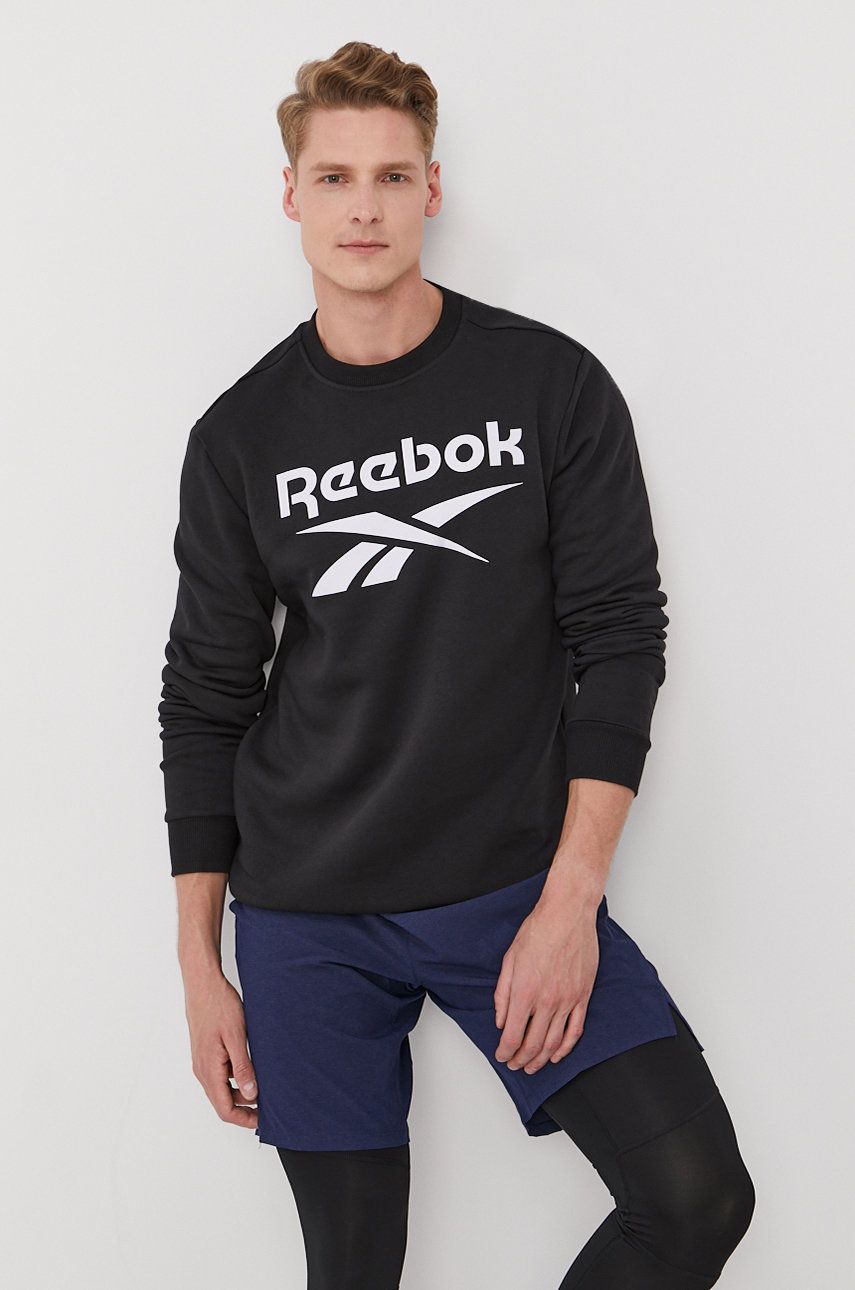 Reebok Bluză GR1654 bărbați, culoarea negru, cu imprimeu answear.ro imagine noua