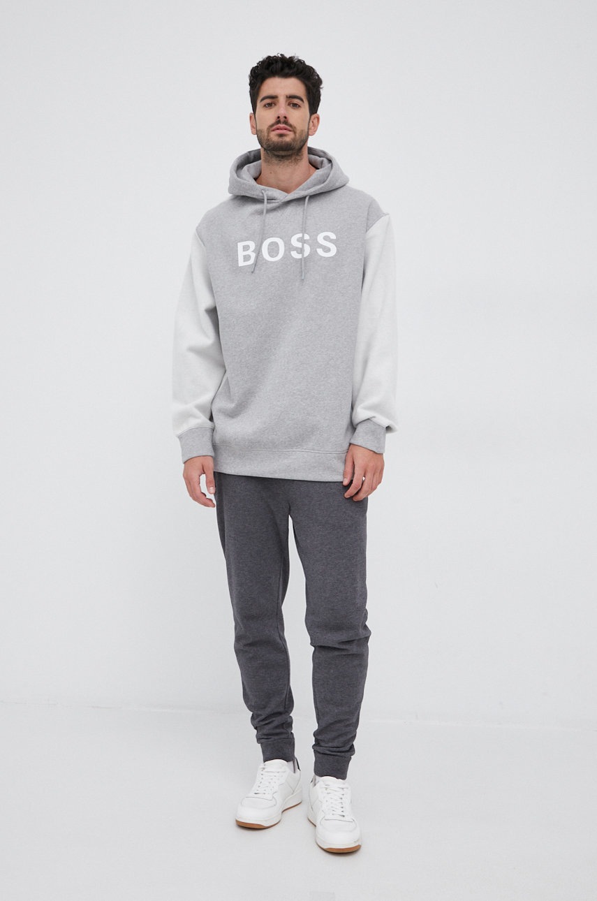 

Кофта Boss чоловіча колір сірий з принтом