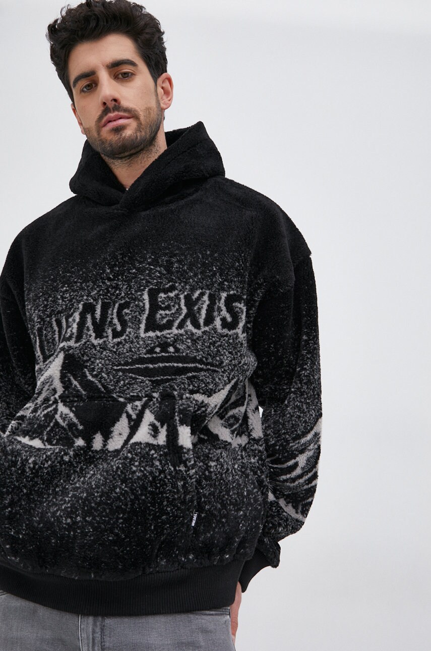 Diesel hanorac din amestec de lână bărbați, culoarea negru, modelator