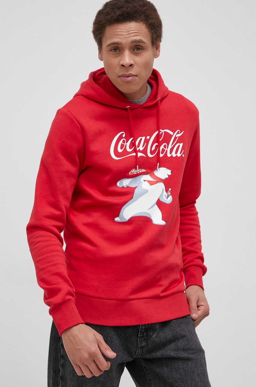 

Суичър Produkt by Jack & Jones x Coca Cola мъжки в червено с изчистен дизайн, Червен