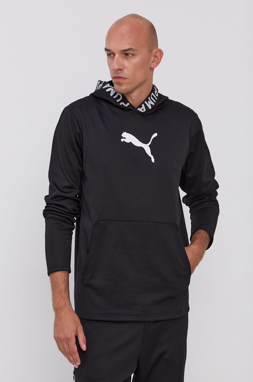 Puma Bluză bărbați, culoarea negru, cu imprimeu answear.ro