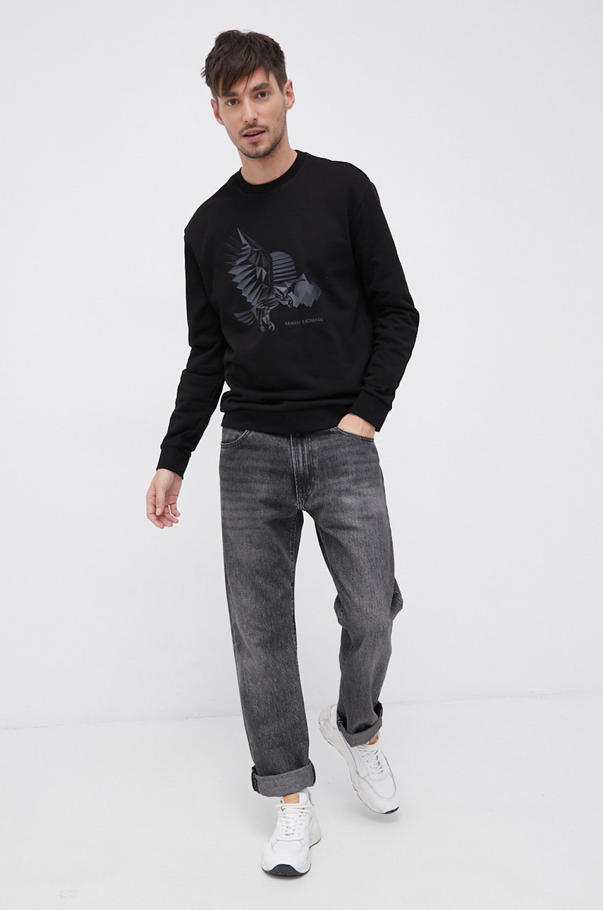 

Кофта Armani Exchange мужская цвет чёрный с аппликацией