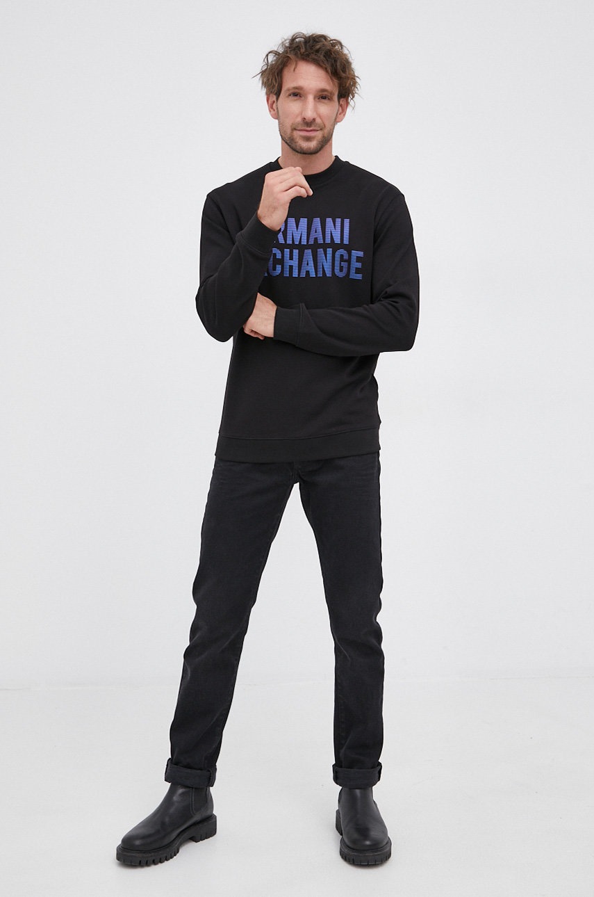 

Кофта Armani Exchange чоловіча колір чорний з принтом