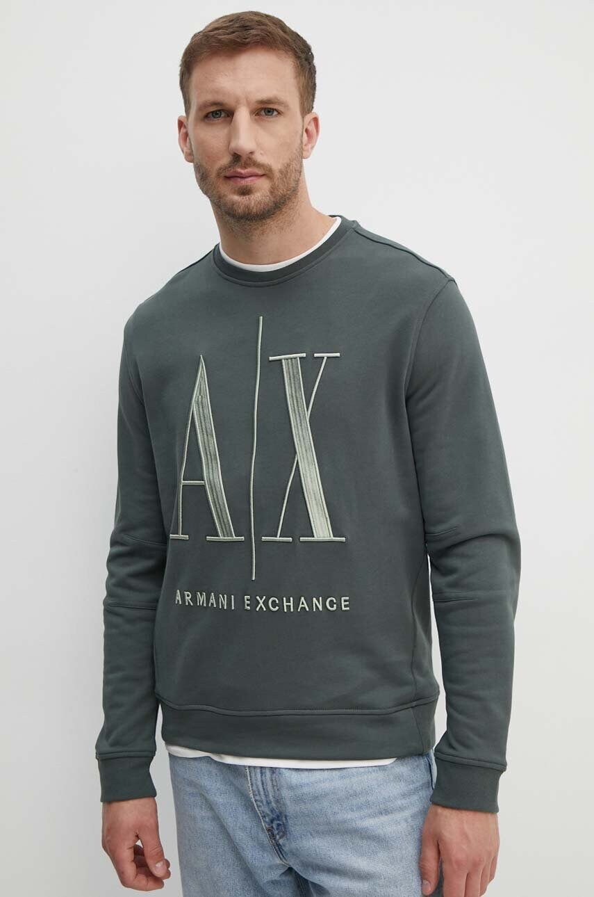 

Памучен суичър Armani Exchange в червено с апликация, Зелен