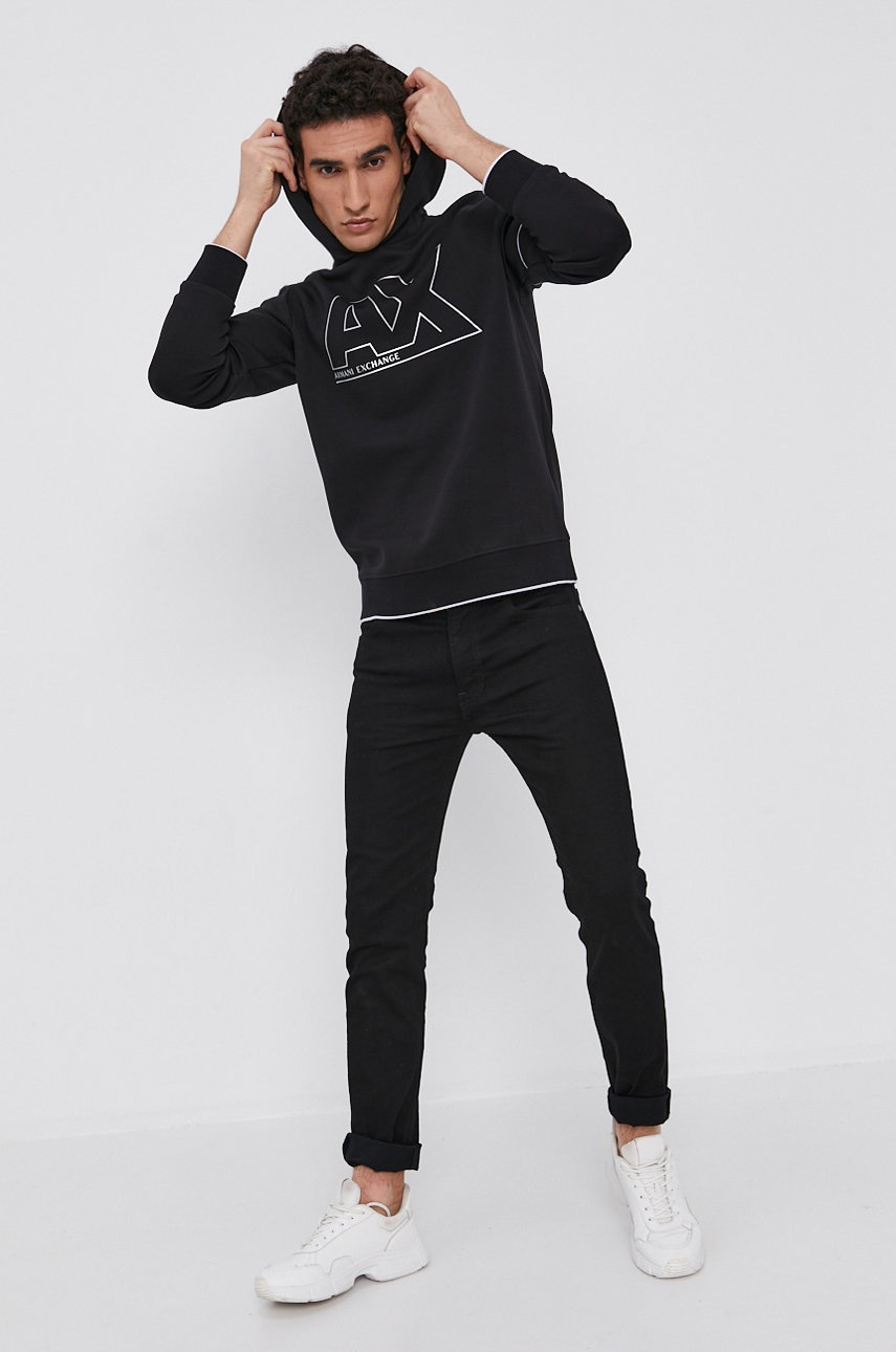 

Кофта Armani Exchange мужская цвет чёрный с принтом