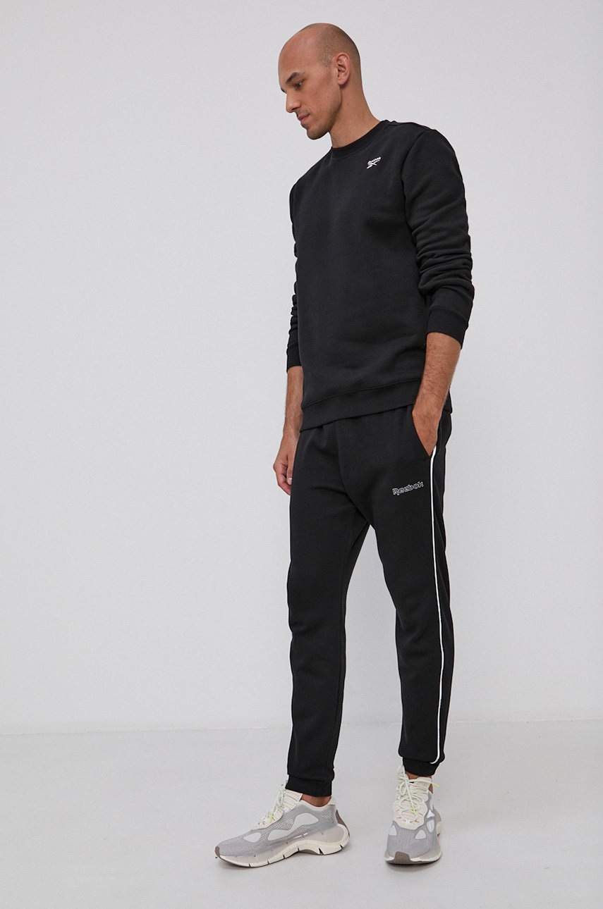 

Кофта Reebok GR9199 чоловіча колір чорний гладка