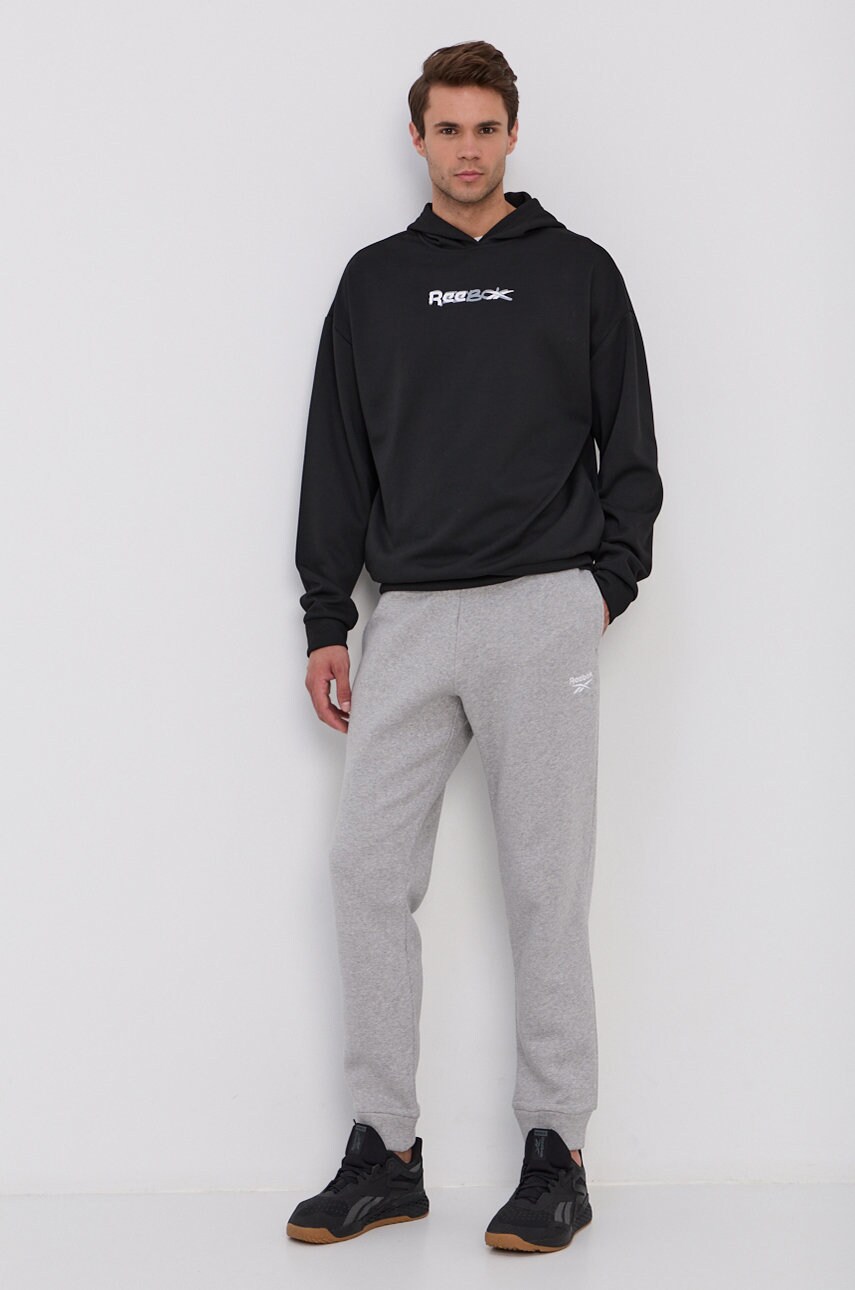 

Кофта Reebok чоловіча колір чорний гладка