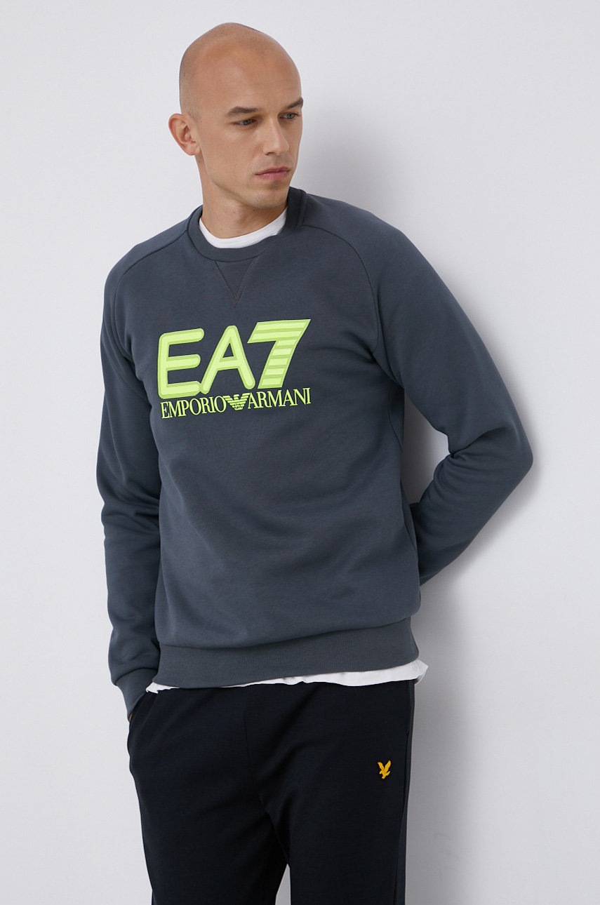 

Суичър EA7 Emporio Armani мъжки в сиво с принт, Сив