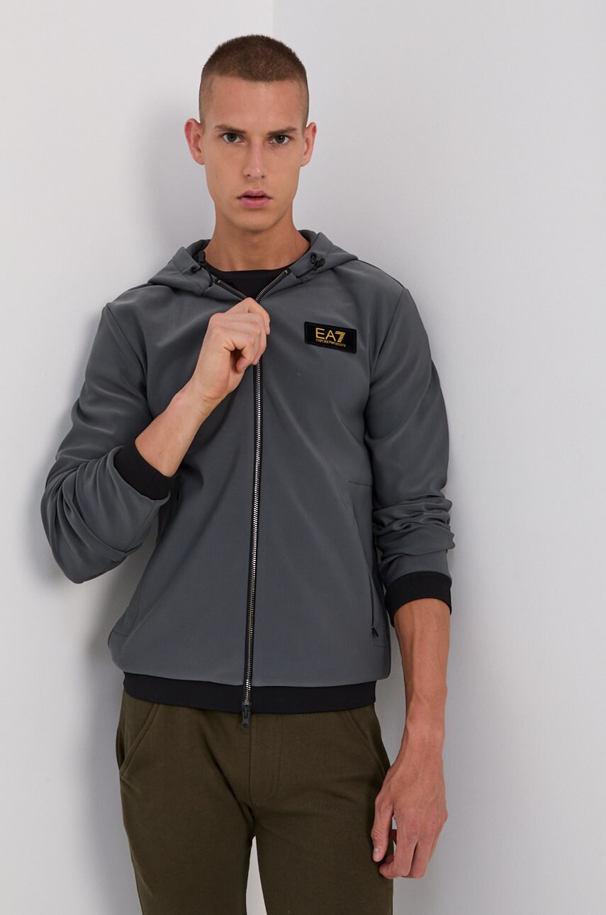 Ea7 emporio armani bluză bărbați, culoarea gri