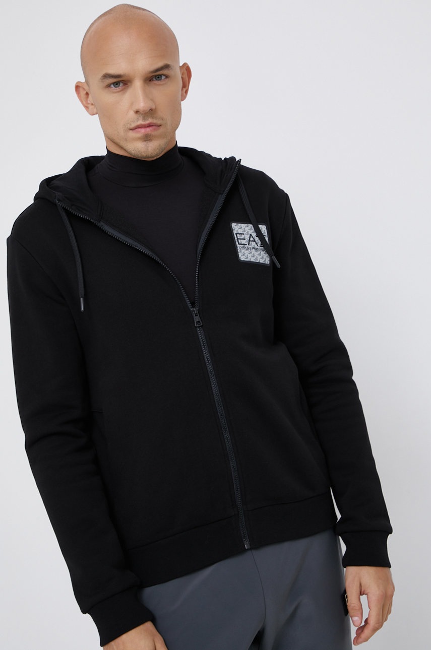 

Суичър EA7 Emporio Armani мъжки в черно с апликация, Черен